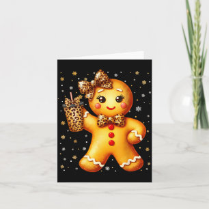 Cute Gingerbread Leopard Coquette Christmas Xmas G Card