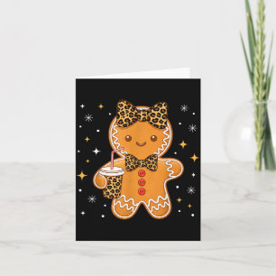Cute Gingerbread Leopard Coquette Christmas Xmas G Card