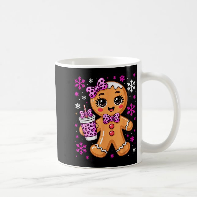 Cute Gingerbread Leopard Coquette Christmas Xmas G Coffee Mug (Right)