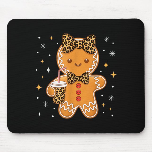 Cute Gingerbread Leopard Coquette Christmas Xmas G Mouse Pad (Front)