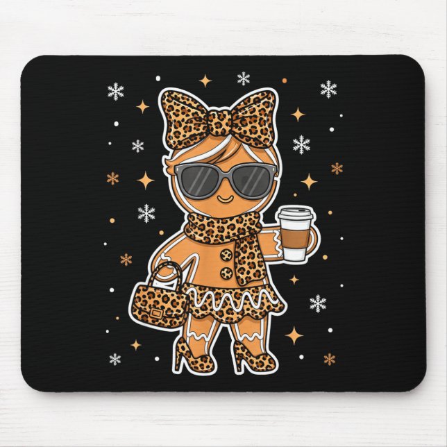 Cute Gingerbread Leopard Coquette Christmas Xmas G Mouse Pad (Front)