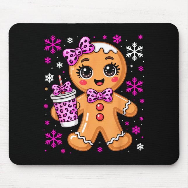 Cute Gingerbread Leopard Coquette Christmas Xmas G Mouse Pad (Front)