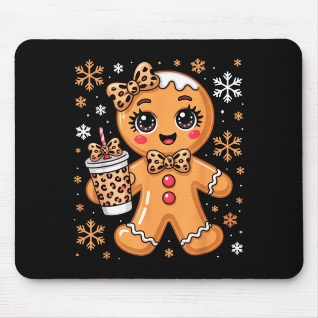 Cute Gingerbread Leopard Coquette Christmas Xmas G Mouse Pad (Front)