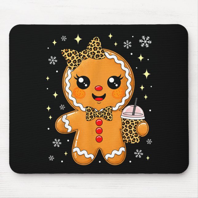 Cute Gingerbread Leopard Coquette Christmas Xmas G Mouse Pad (Front)