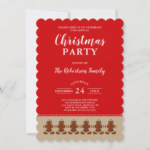 Cute Gingerbread Man Annual Christmas Party Invitation