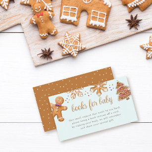 Cute Gingerbread Man Baby Shower Books For Baby Enclosure Card