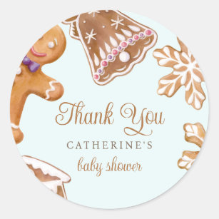 Cute Gingerbread Man Baby Shower Thank You Classic Round Sticker