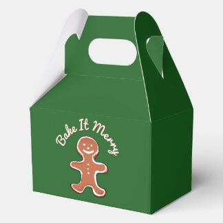 Cute Gingerbread Man Bake It Merry Holiday Favour Box