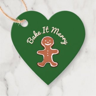 Cute Gingerbread Man Bake It Merry Holiday Favour Tags