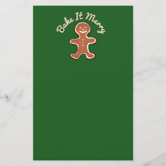 Cute Gingerbread Man Bake It Merry Holiday Stationery