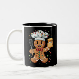 Cute Gingerbread Man Baker Christmas Chef Bake Two-Tone Coffee Mug