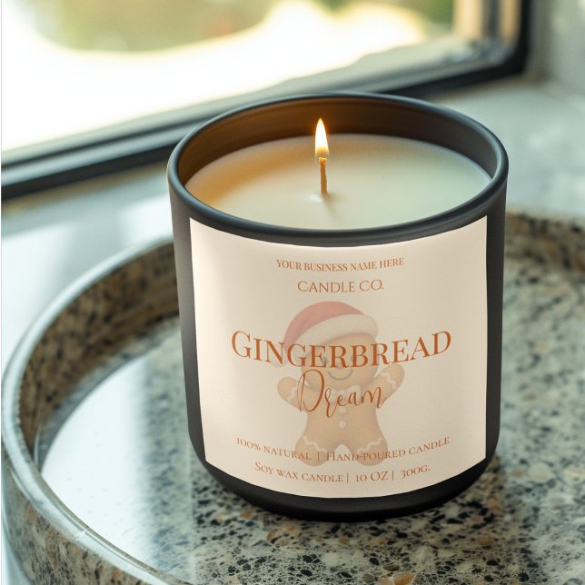 Cute Gingerbread Man Christmas Candle Label (Creator Uploaded)