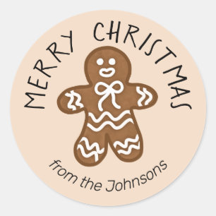 Cute Gingerbread Man Christmas Classic Round Sticker