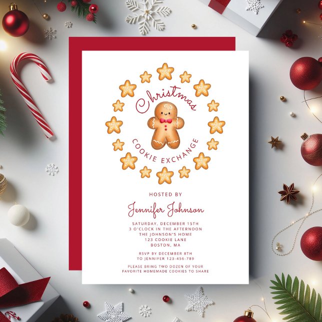 Cute Gingerbread Man Christmas Cookie Exchange Invitation (Cute Gingerbread Man Christmas Cookie Exchange Invitation)