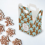 Cute Gingerbread Man Christmas Cookies Favour Boxe Box<br><div class="desc">A cute little gift box covered with cute little gingerbread men. You can add a short greeting to the front and back. I've put them on a robin egg blue coloured background as it brings out the colour of their eyes.</div>