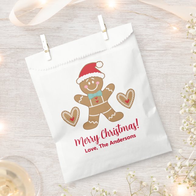 Cute Gingerbread Man Christmas Favour Bag (Clipped)
