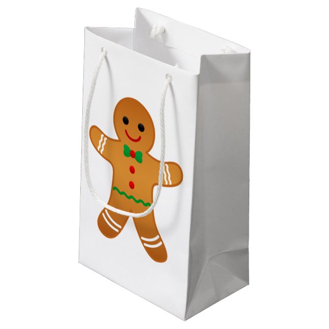 Cute Gingerbread Man Christmas Gift Bag (Back Angled)