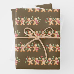 Cute Gingerbread Man Christmas Holiday Baker Gift Wrapping Paper Sheet