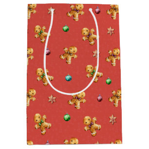 Cute Gingerbread Man Christmas Medium Gift Bag