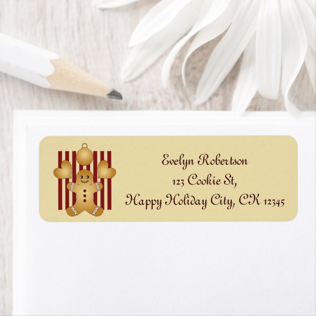 Cute Gingerbread Man Christmas Return Address Label (Insitu)