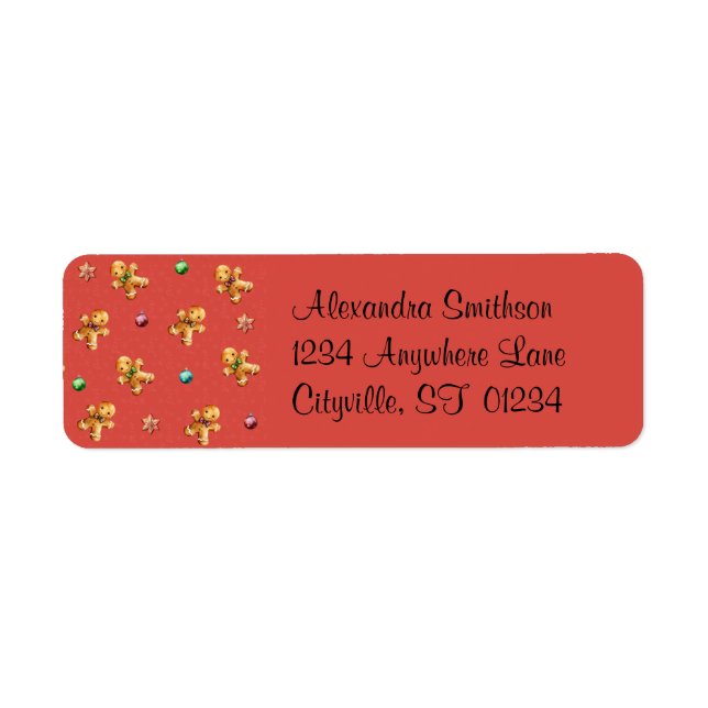 Cute Gingerbread Man Christmas Return Address Label (Front)