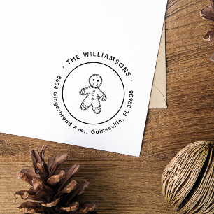 Cute Gingerbread Man Christmas Return Address Self-inking Stamp