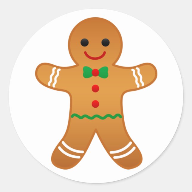 Cute Gingerbread Man Christmas Sticker (Front)