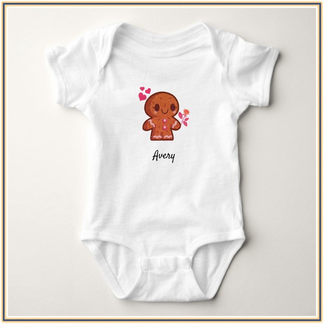 Cute Gingerbread Man Cookie Baby Bodysuit (Creator Uploaded)
