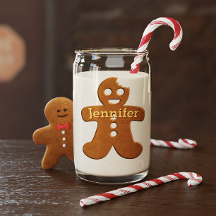 Cute Gingerbread Man Cookie Christmas Can Glass