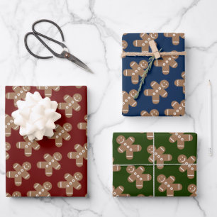 Cute gingerbread man cookie custom colour Christma Wrapping Paper Sheet