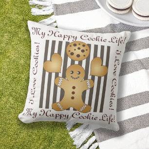 Cute Gingerbread Man Cookie Kids Cushion