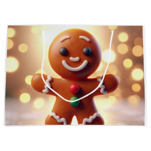 Cute gingerbread man cookie large gift bag