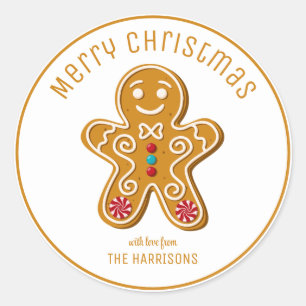 Cute Gingerbread Man Cookies Christmas Classic Round Sticker