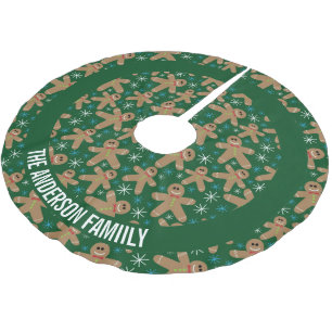 Cute Gingerbread Man Cookies Christmas Pattern Brushed Polyester Tree Skirt