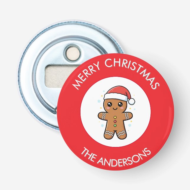 Cute Gingerbread Man Custom Christmas  Bottle Opener (Front)