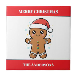 Cute Gingerbread Man Custom Christmas  Ceramic Tile