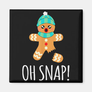 Cute Gingerbread Man Funny Christmas Oh Snap Magnet