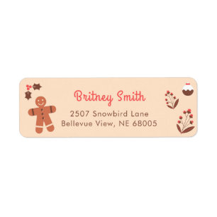 Cute Gingerbread Man Holy Berries Return Address Label