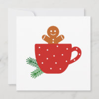 Cute gingerbread man in a red coffee cup