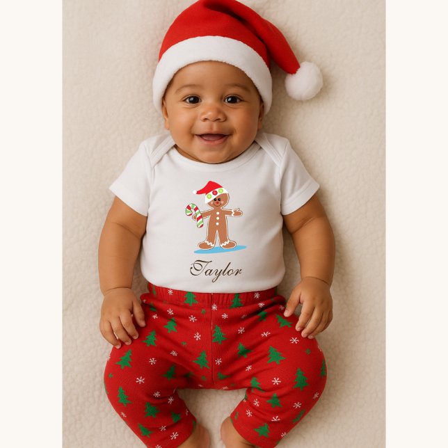 Cute Gingerbread Man Joy Baby Bodysuit (Creator Uploaded)