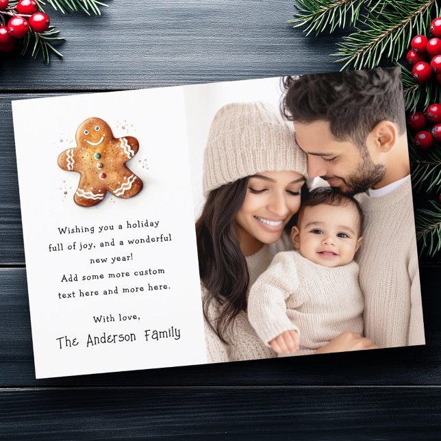 Cute gingerbread man Merry Christmas photo Holiday Card (Cute gingerbread man Merry Christmas photo Holiday Card)