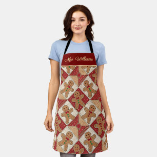 Cute Gingerbread Man Patchwork Pattern Style Apron