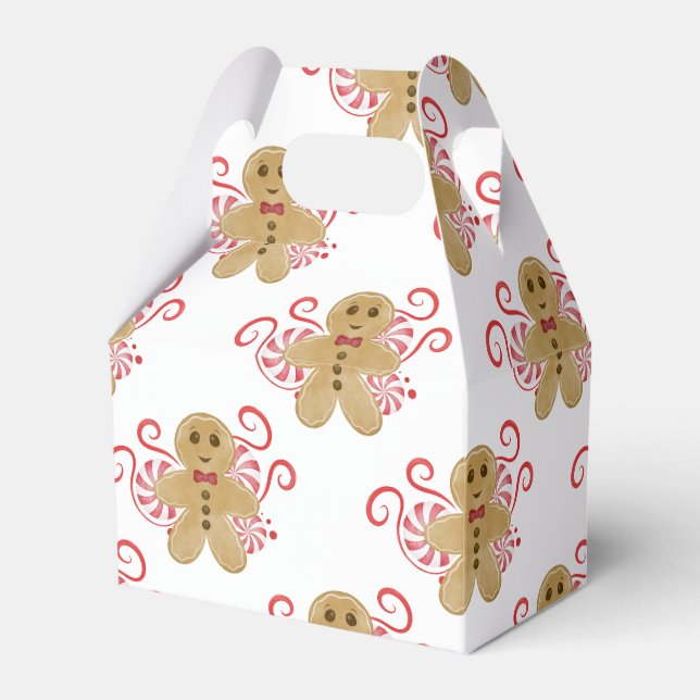 Cute Gingerbread Man & Peppermint Candy Christmas Favour Box (Front Side)