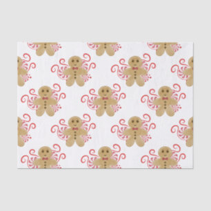 Cute Gingerbread Man & Peppermint Candy Christmas Tissue Paper