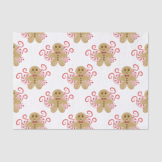 Cute Gingerbread Man & Peppermint Candy Christmas Tissue Paper