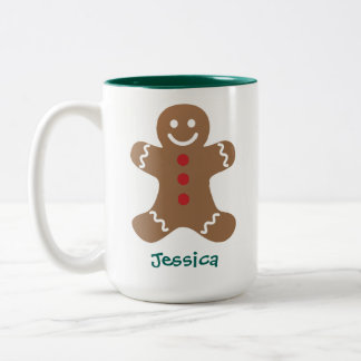 Cute Gingerbread Man Personalised Two-Tone Coffee Mug
