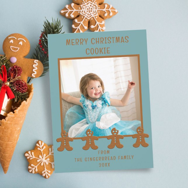 Cute Gingerbread Man Photo Christmas Holiday Card (Merry Christmas! Just add your little cookie to this holiday card and add your name)