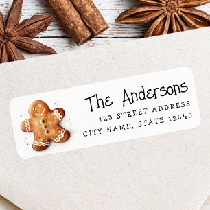 Cute gingerbread man return address label
