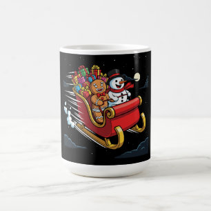Cute Gingerbread Man & Snowman's Magical Christmas Coffee Mug