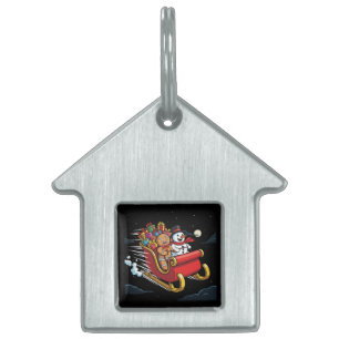 Cute Gingerbread Man & Snowman's Magical Christmas Pet ID Tag